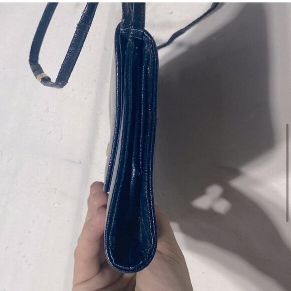 Vintage Navy Blue Cross Body Bag Shoulder Bag Clutch Purse - Picture 7 of 12